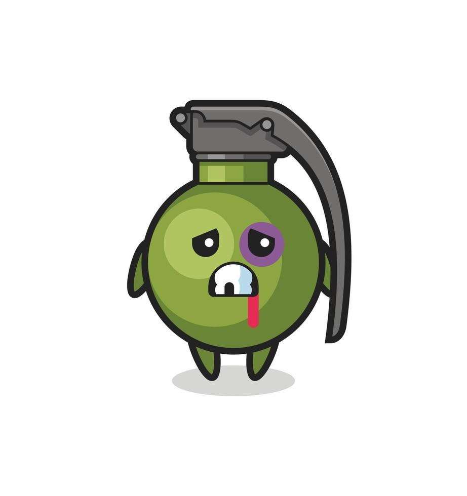 injured grenade character with a bruised face vector