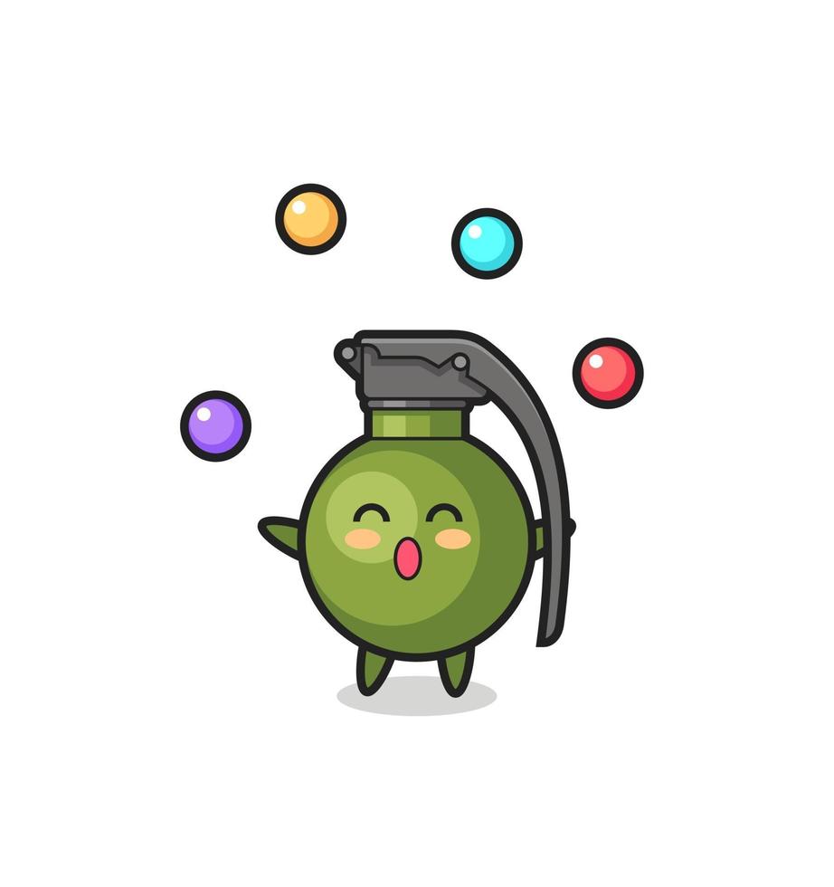 the grenade circus cartoon juggling a ball vector