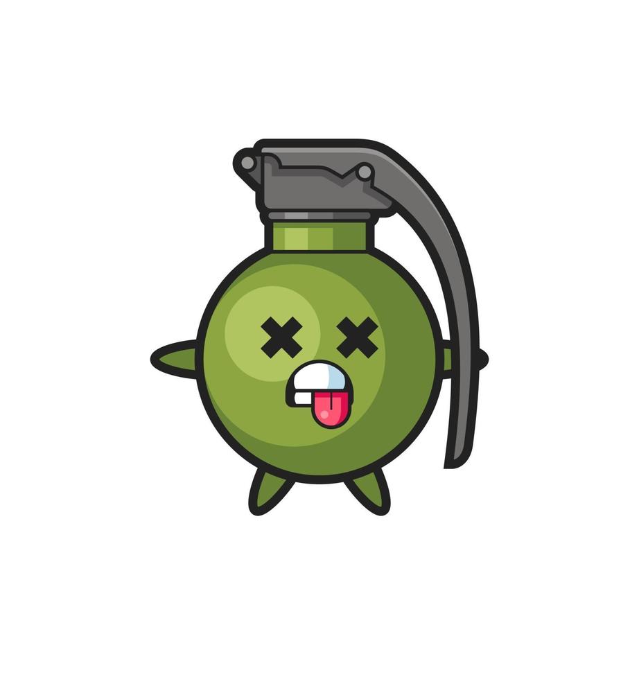 character of the cute grenade with dead pose vector