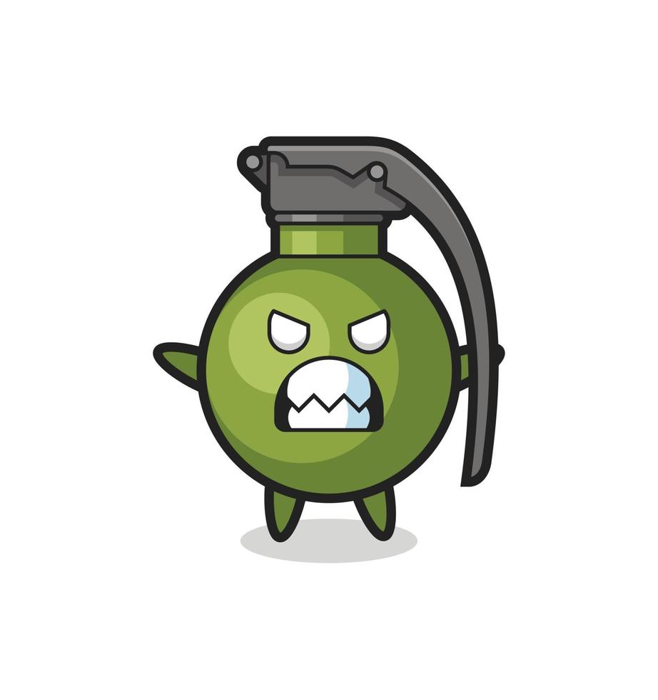 wrathful expression of the grenade mascot character vector