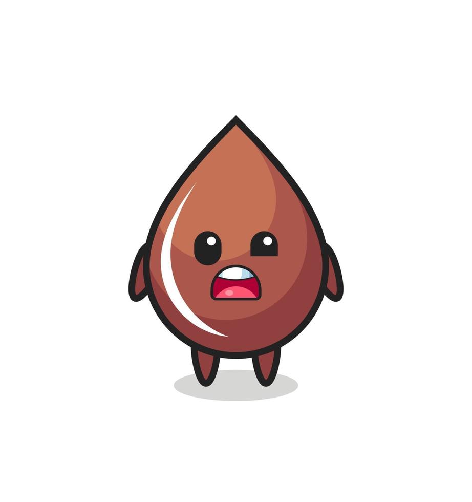 the shocked face of the cute chocolate drop mascot vector