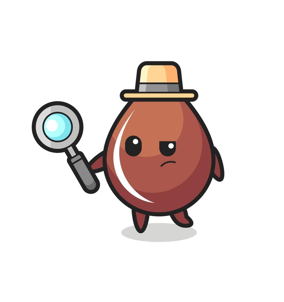 chocolate drop detective character is analyzing a case vector