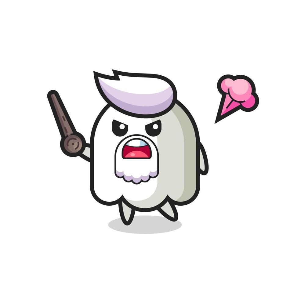 cute ghost grandpa is getting angry vector