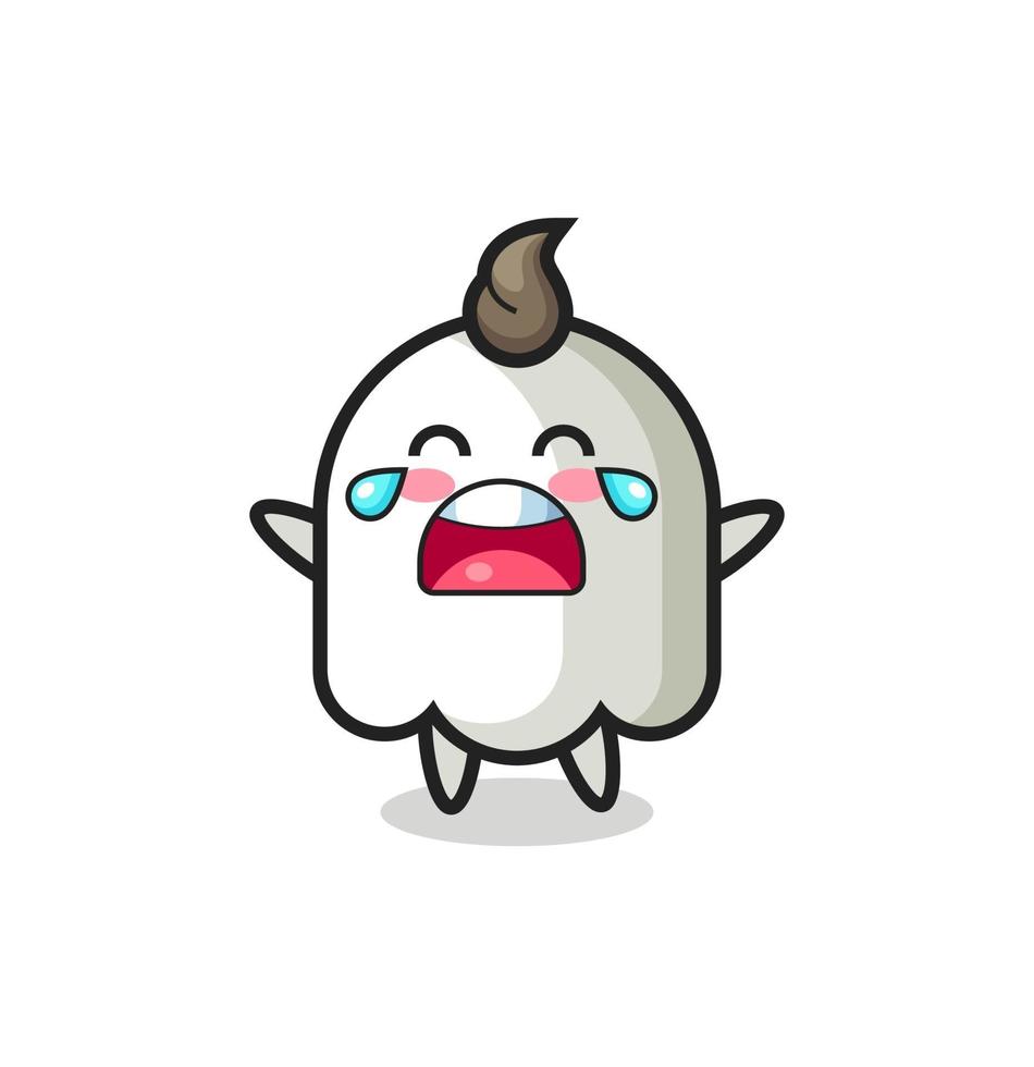 the illustration of crying ghost cute baby vector