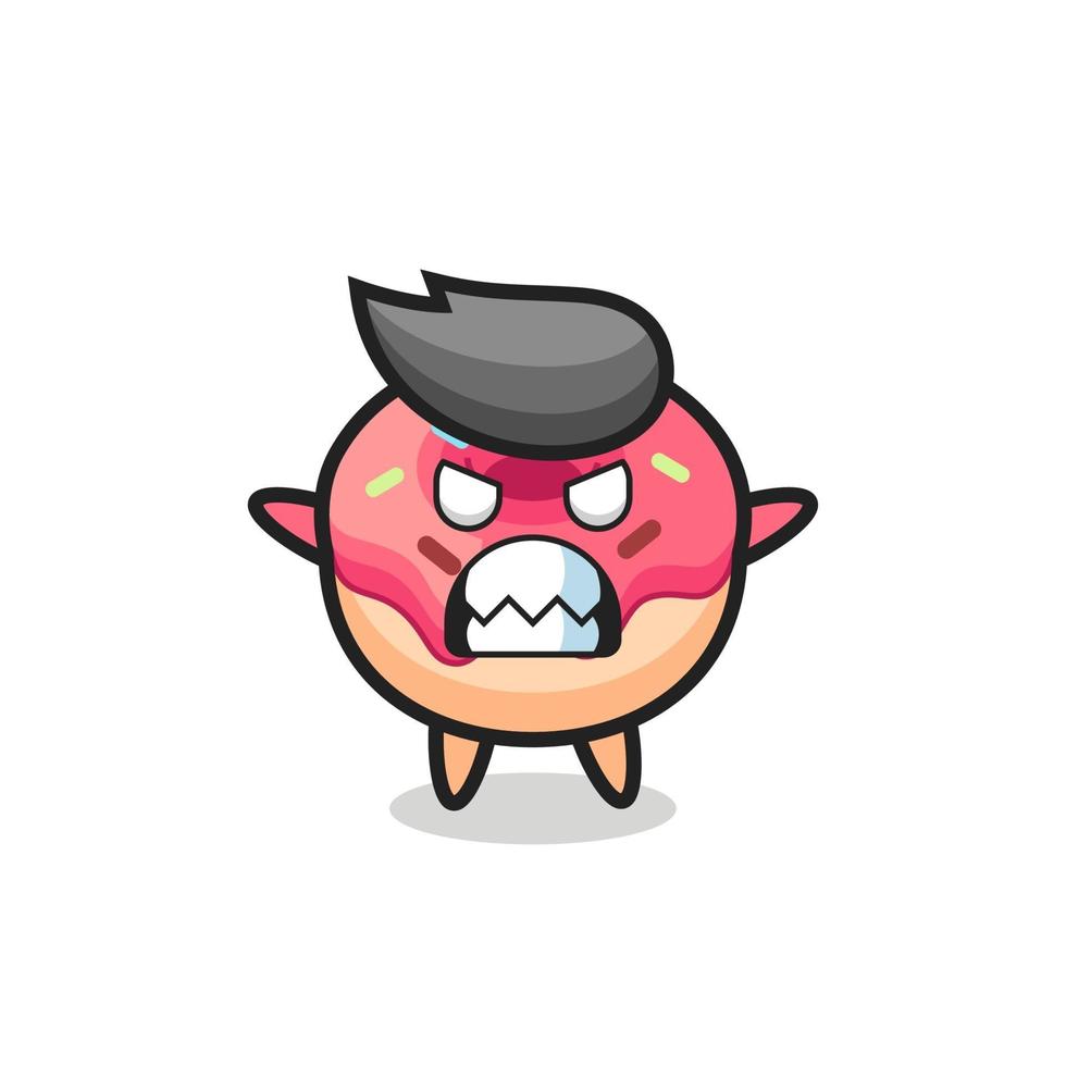 wrathful expression of the doughnut mascot character vector