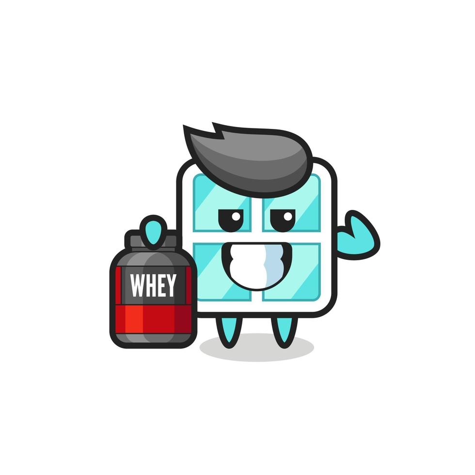 the muscular window character is holding a protein supplement vector