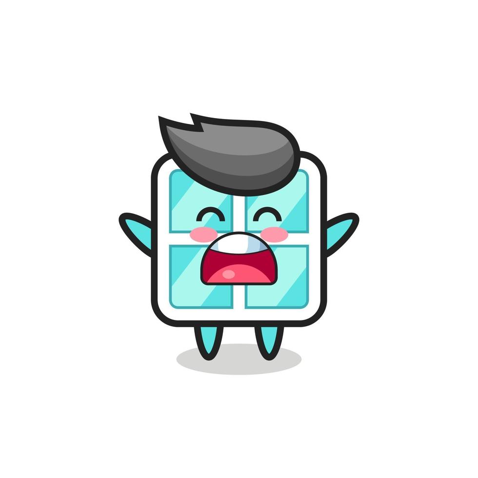 cute window mascot with a yawn expression vector