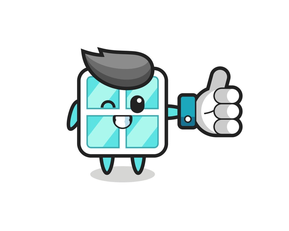 cute window with social media thumbs up symbol vector