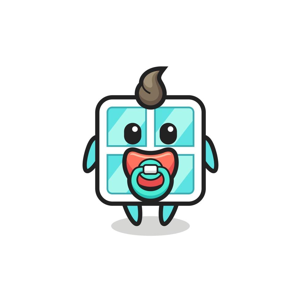 baby window cartoon character with pacifier vector