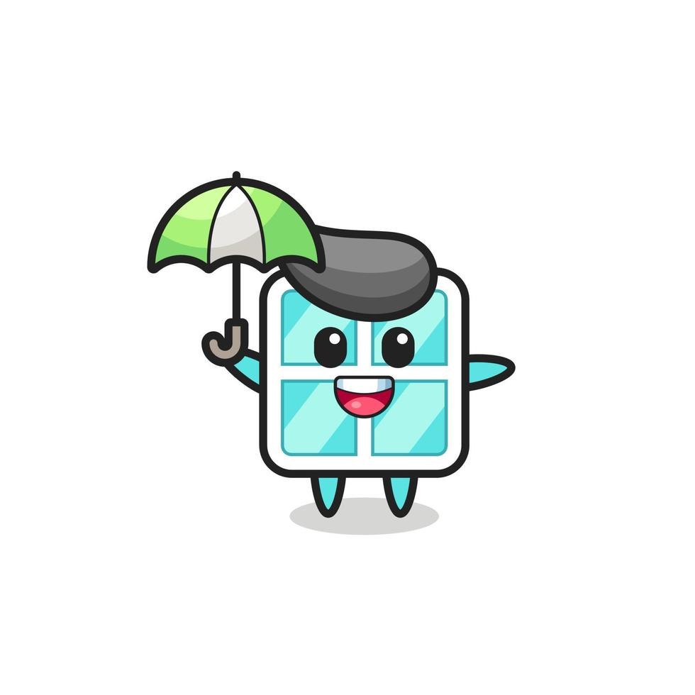 cute window illustration holding an umbrella vector