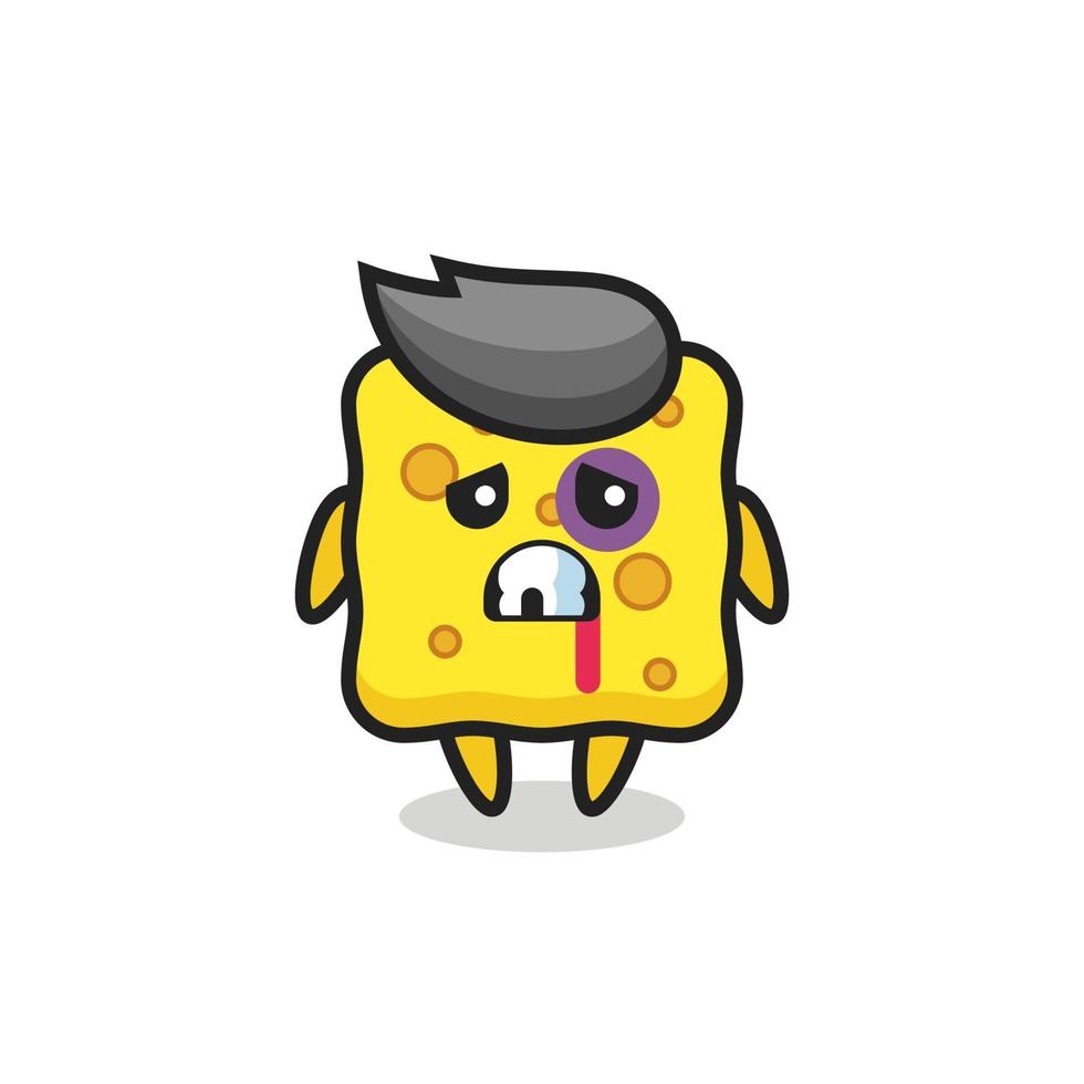 injured sponge character with a bruised face vector