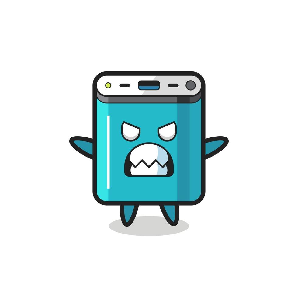 wrathful expression of the power bank mascot character vector