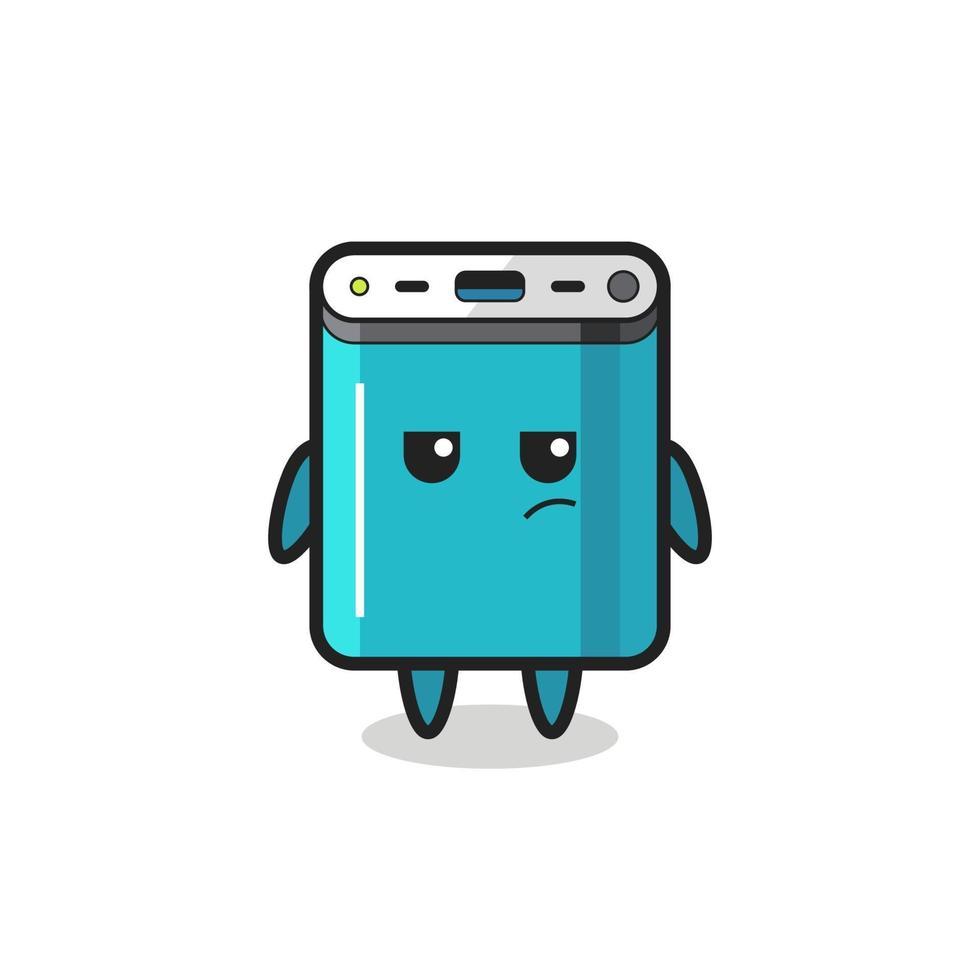 cute power bank character with suspicious expression vector