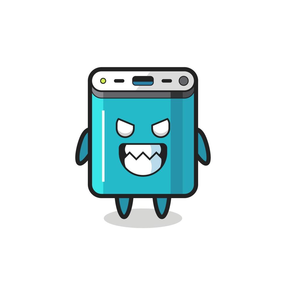 evil expression of the power bank cute mascot character vector