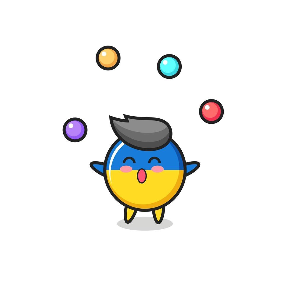 the ukraine flag badge circus cartoon juggling a ball vector