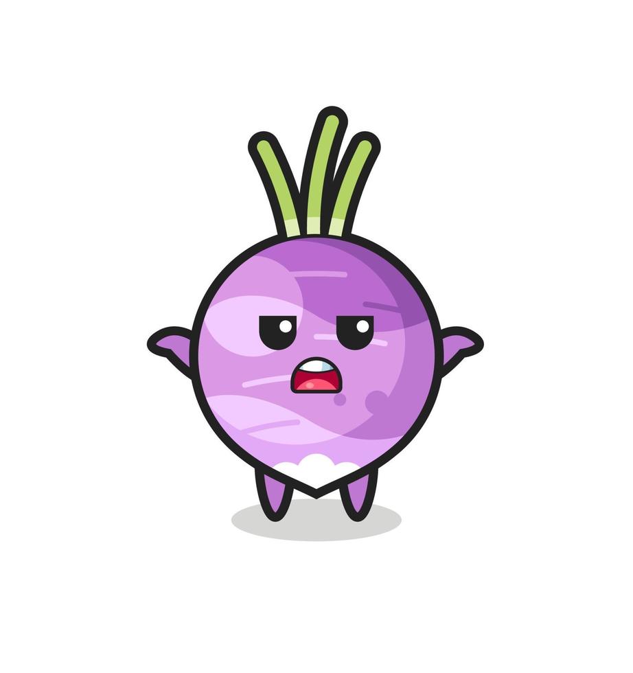 turnip mascot character saying I do not know vector