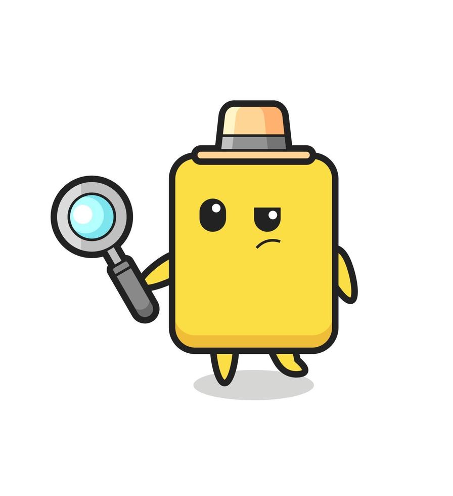 yellow card detective character is analyzing a case vector