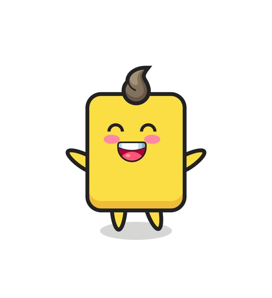 personaje de dibujos animados de tarjeta amarilla de bebé feliz vector