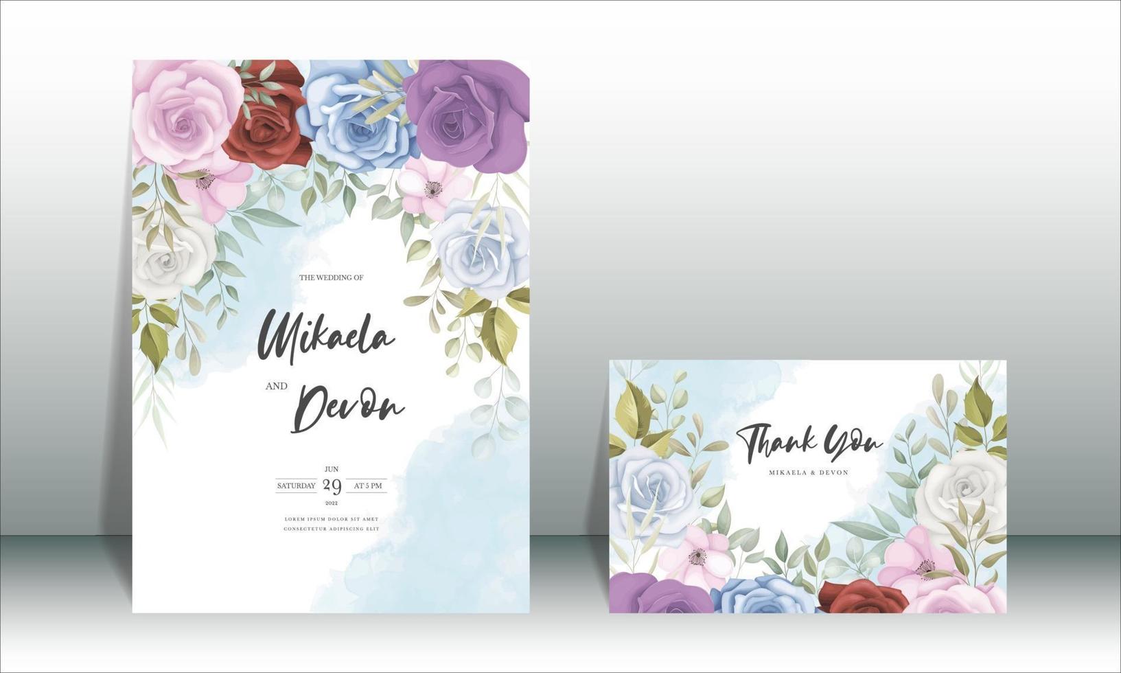 elegante diseño de tarjeta de invitación de boda floral vector