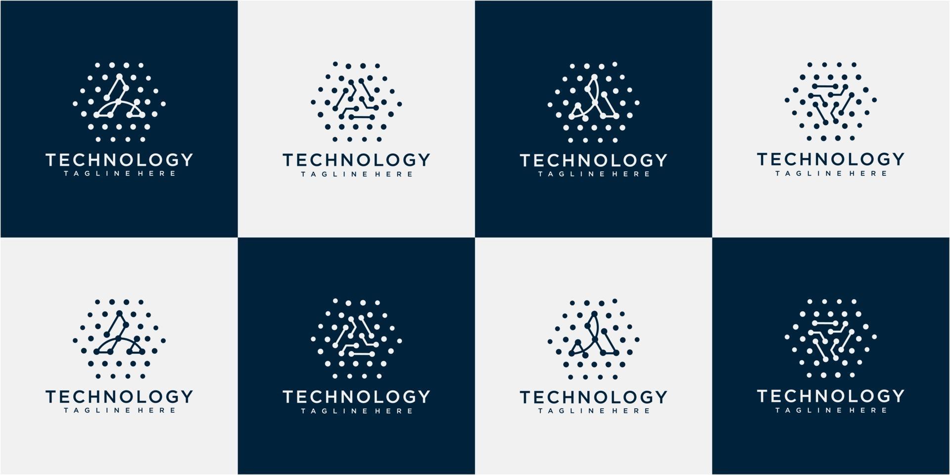 Letter A tech Logo Design Vector . Letter A Abstract Triangle Logo