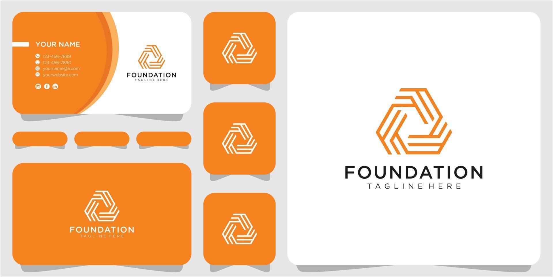 Letter F community logo design inspiration with business card vector