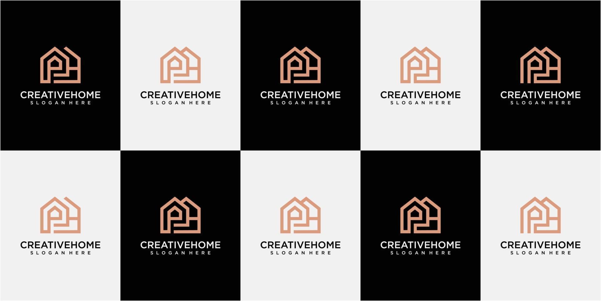 set of letter PH home logo design inspiration. ph logo design. vector