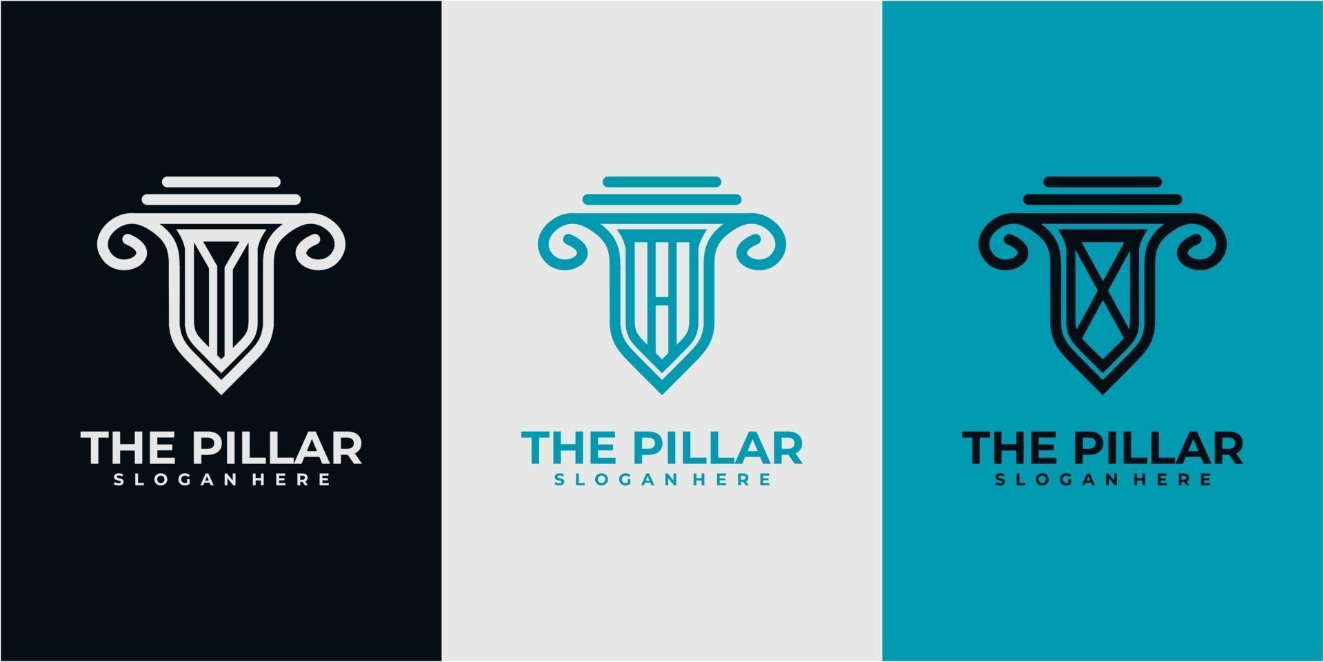 Set of Pillar logo design concept. Pillar logo design inspiration. vector