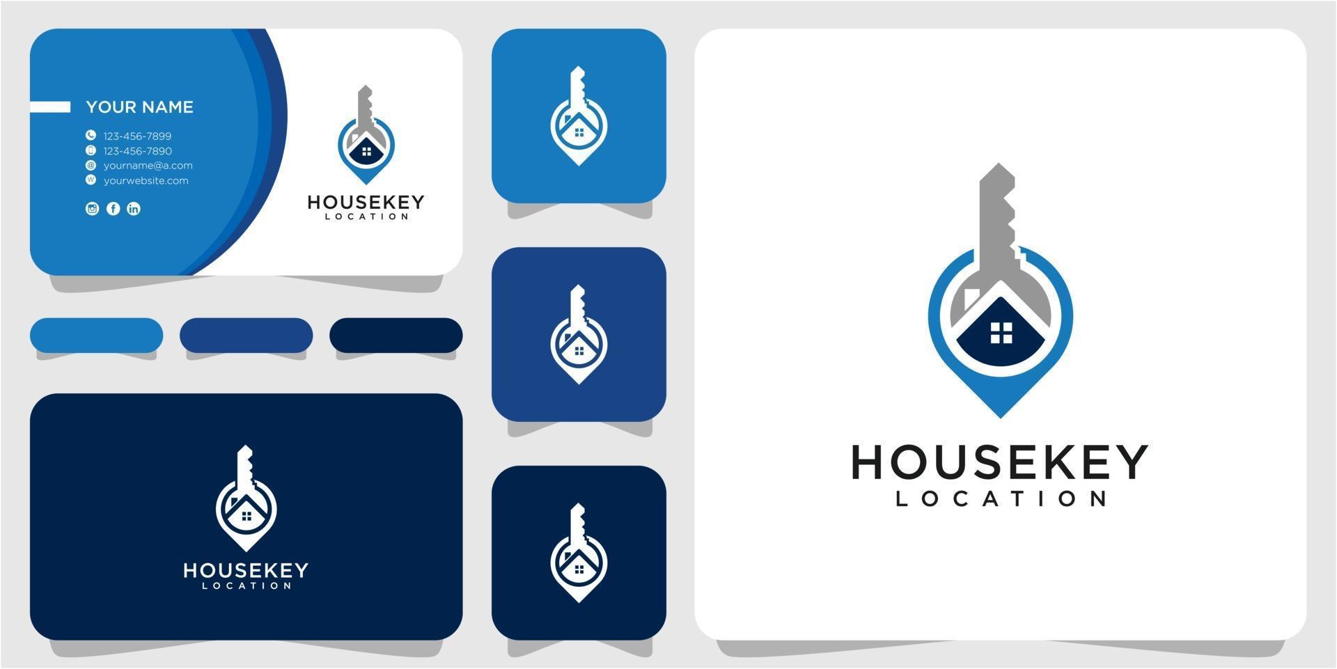 diseño de logotipo de llave de casa, diseño de logotipo de ubicación de casa. ubicación de la llave de inicio vector