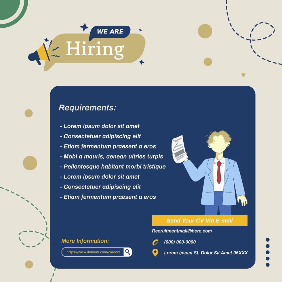 Recruitment advertising template. Recruitment Poster, social media vector