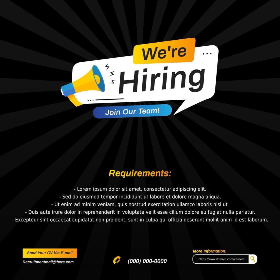 Hiring recruitment social media poster design vector