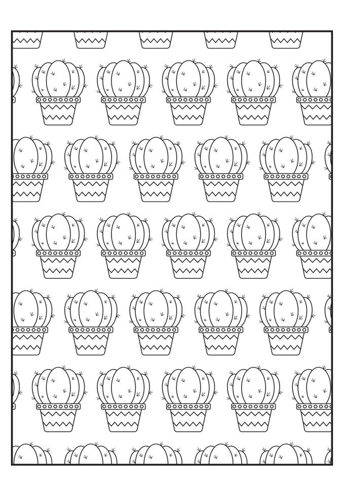 Pattern Plant Coloring Pages Cacti Succulent Adults Coloring Book vector