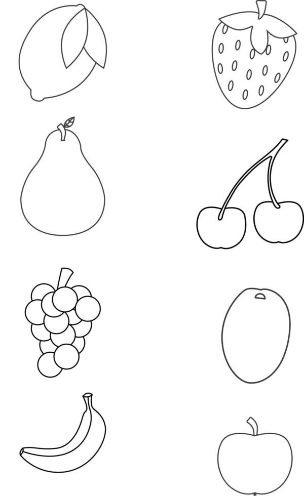 coloring pages fruits matching tracing activities preschool education vector