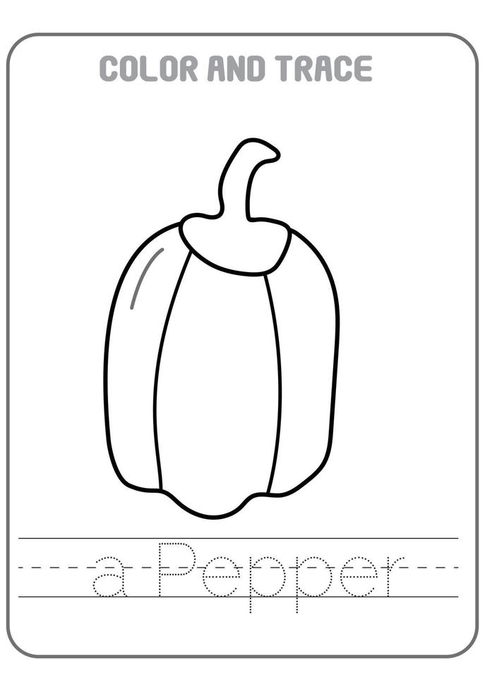 Coloring Veggies Activity Worksheets Preschool vector