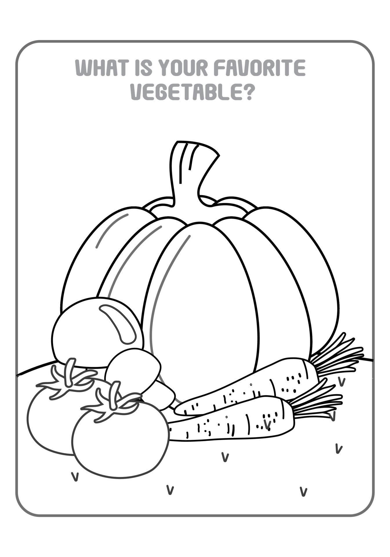 coloring veggies activity worksheets preschool 3405804 vector art at vecteezy