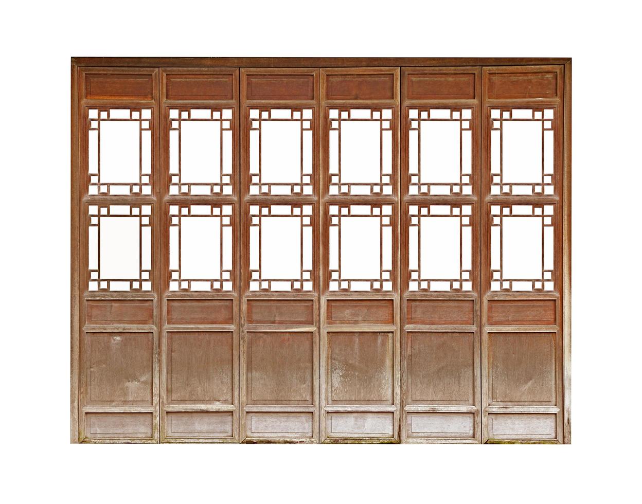 Old Chinese wooden door on white background photo