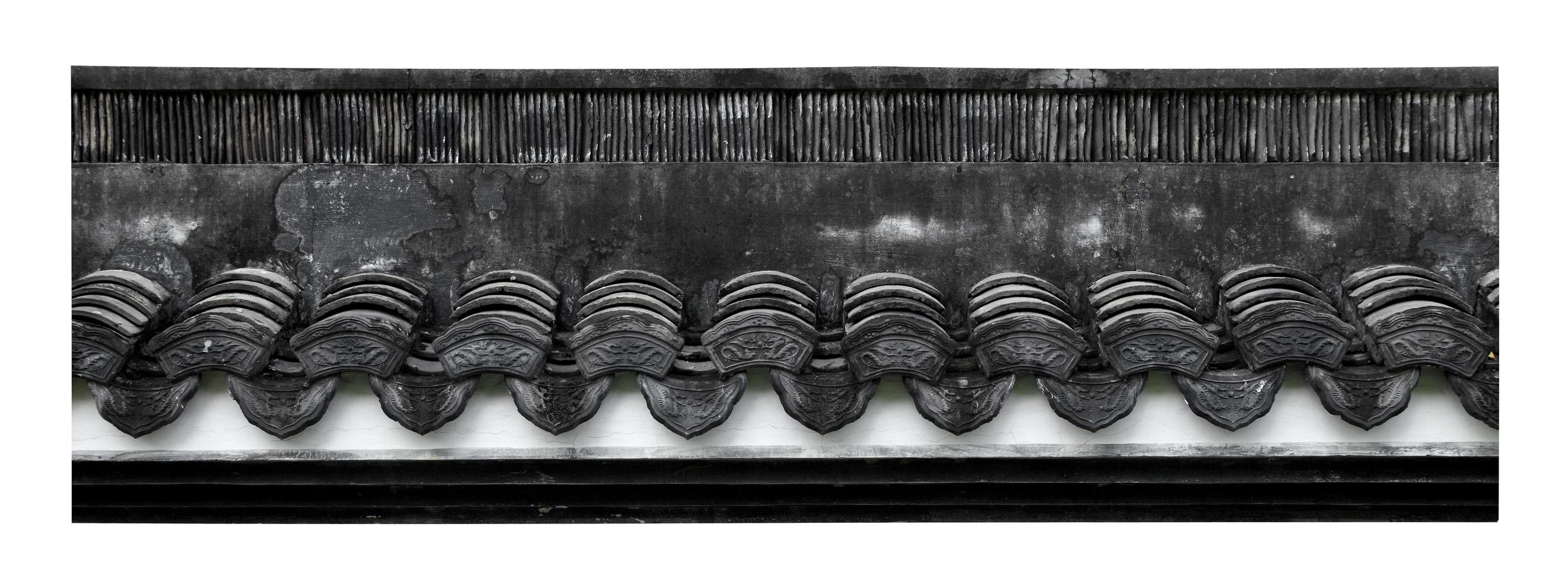 Old Chinese roof on white background photo