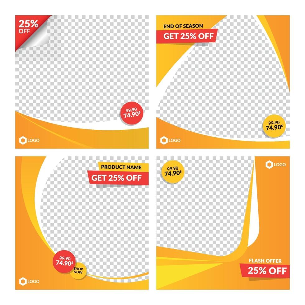 Orange Sale Banners with Price Tag for Social Media Post and Web vector