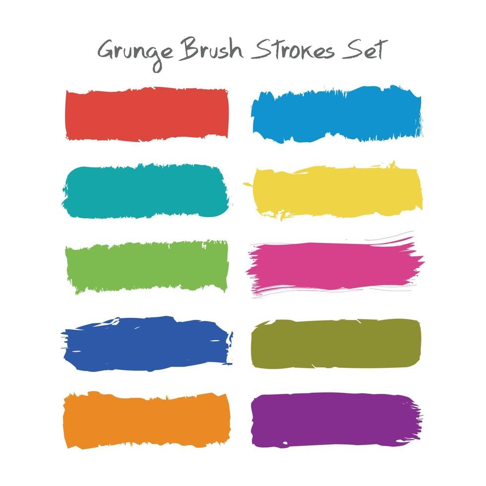 Grunge colorful brush strokes set vector