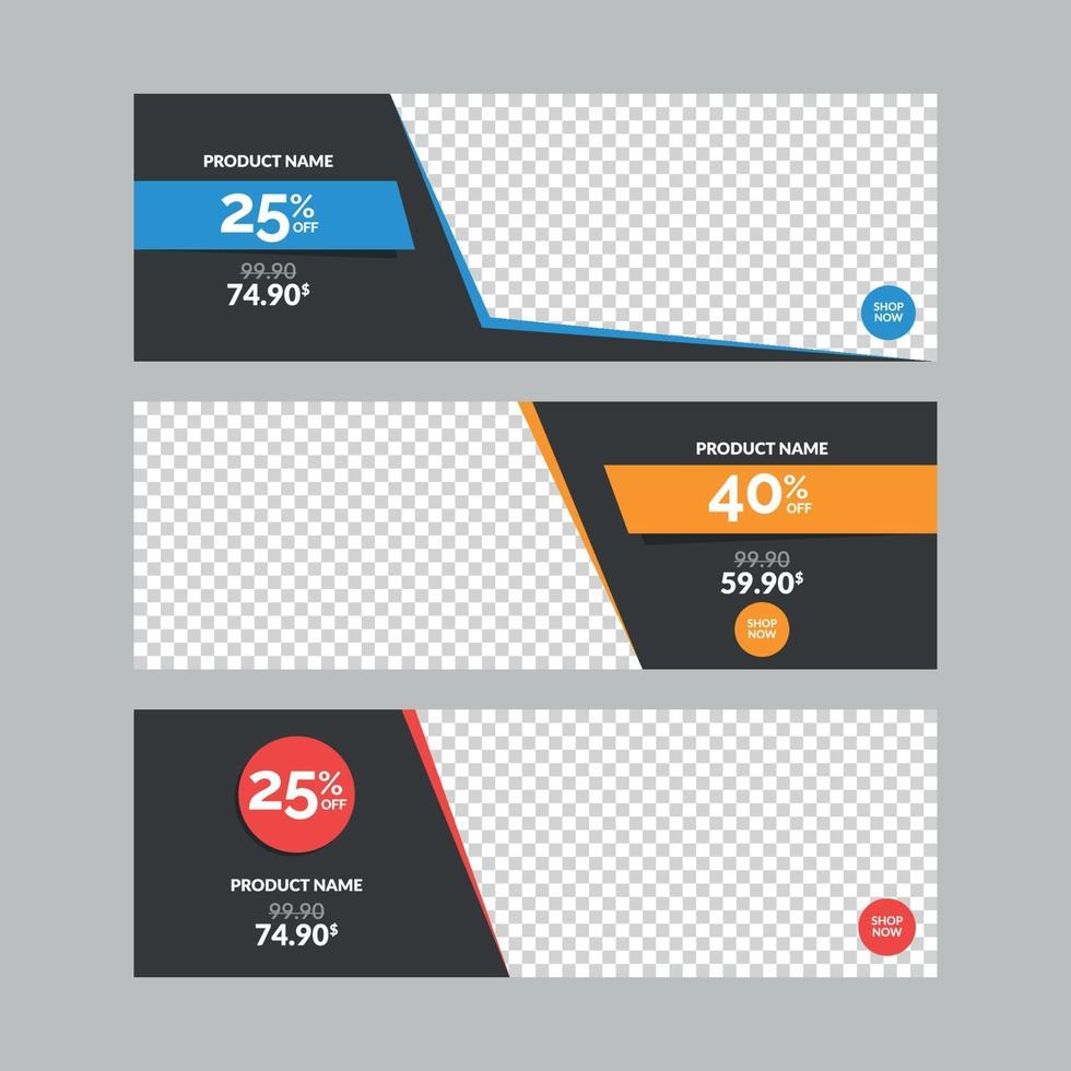 Horizontal Sale Banner Templates Set for Web with Empty Frame vector