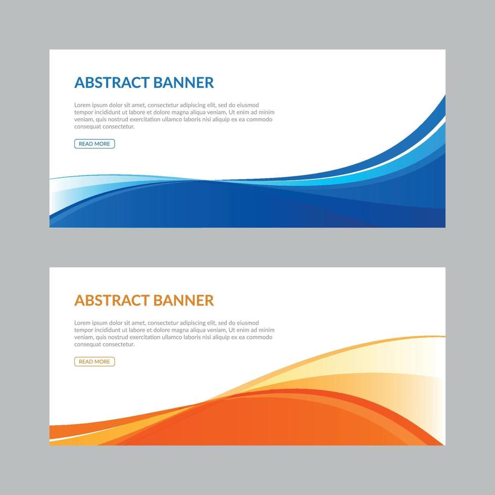 Plantillas abstractas de banner ondulado azul y naranja para impresión o web vector