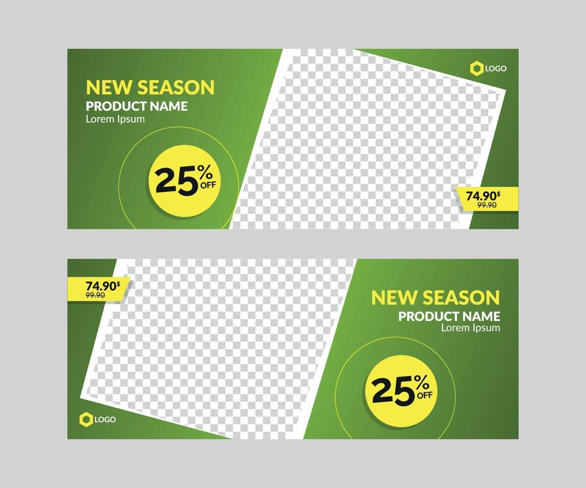 Horizontal Sale Banner Templates Set for Web with Empty Frame vector