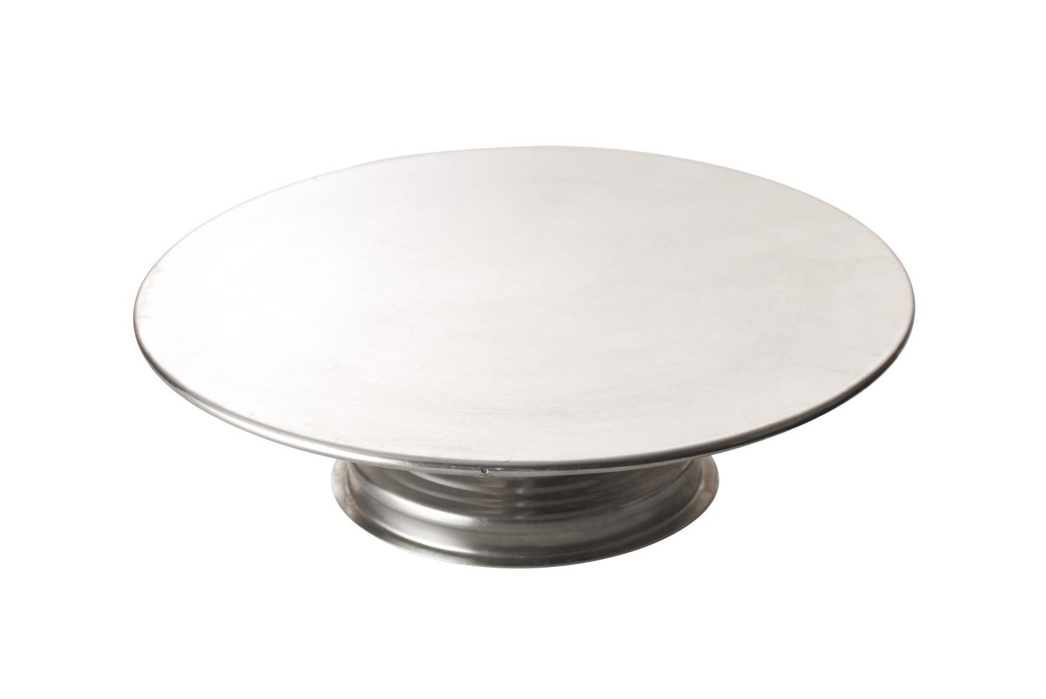 Metal dessert tray on white background photo