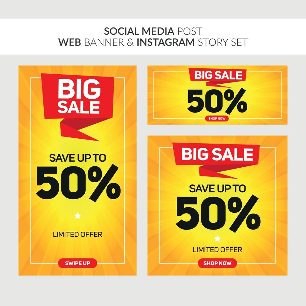 Square, Vertical and Horizontal Sale Banners for Web vector
