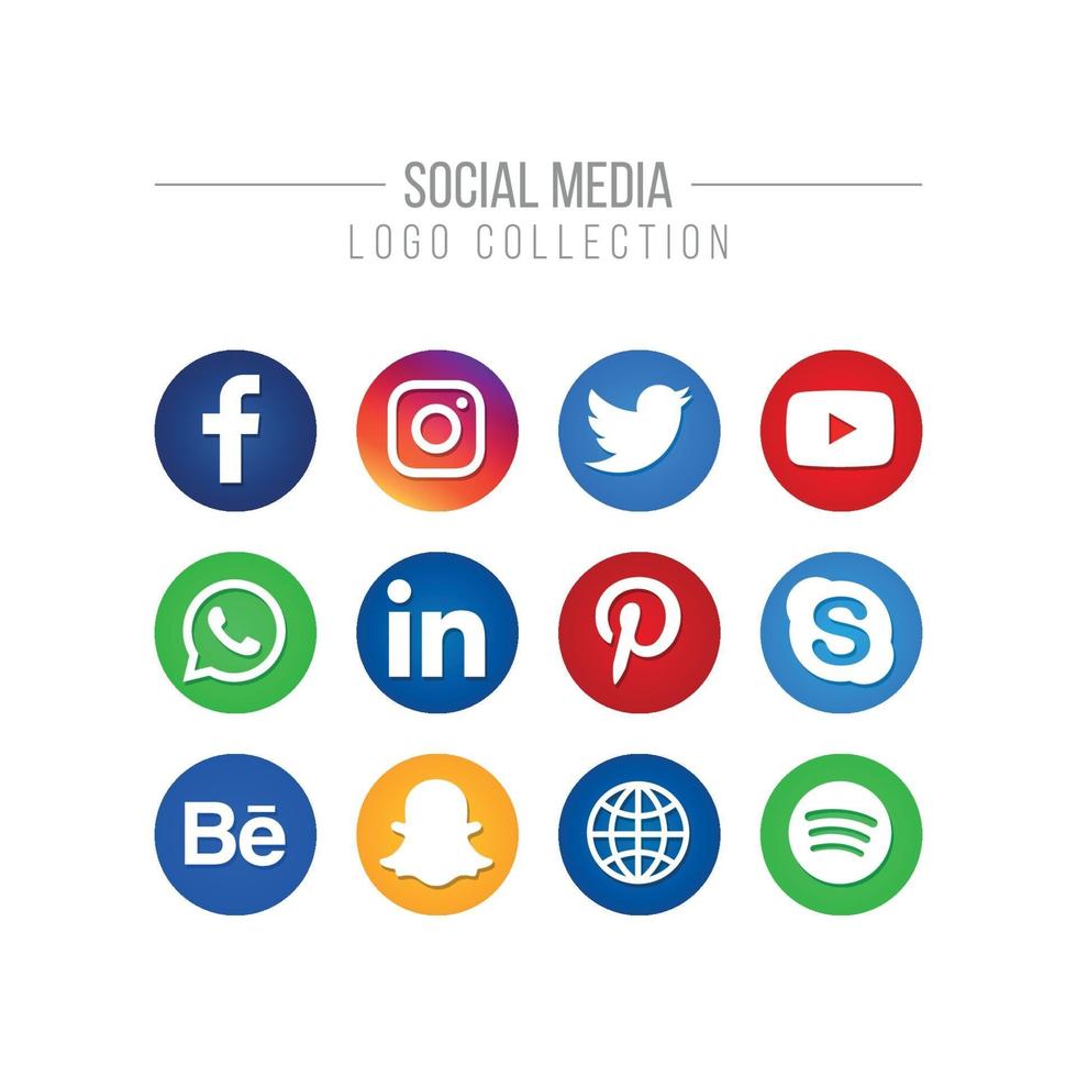 Colección de logotipos aislados de redes sociales en blanco vector