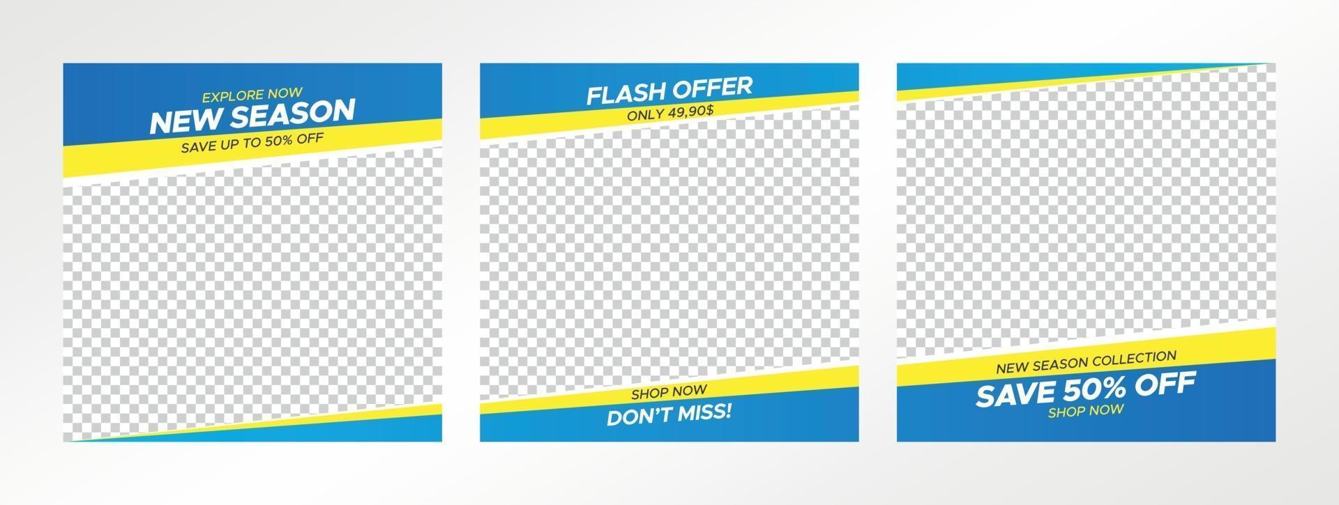 Sale Banners with Empty Abstract Frames for Social Media Post and Web vector