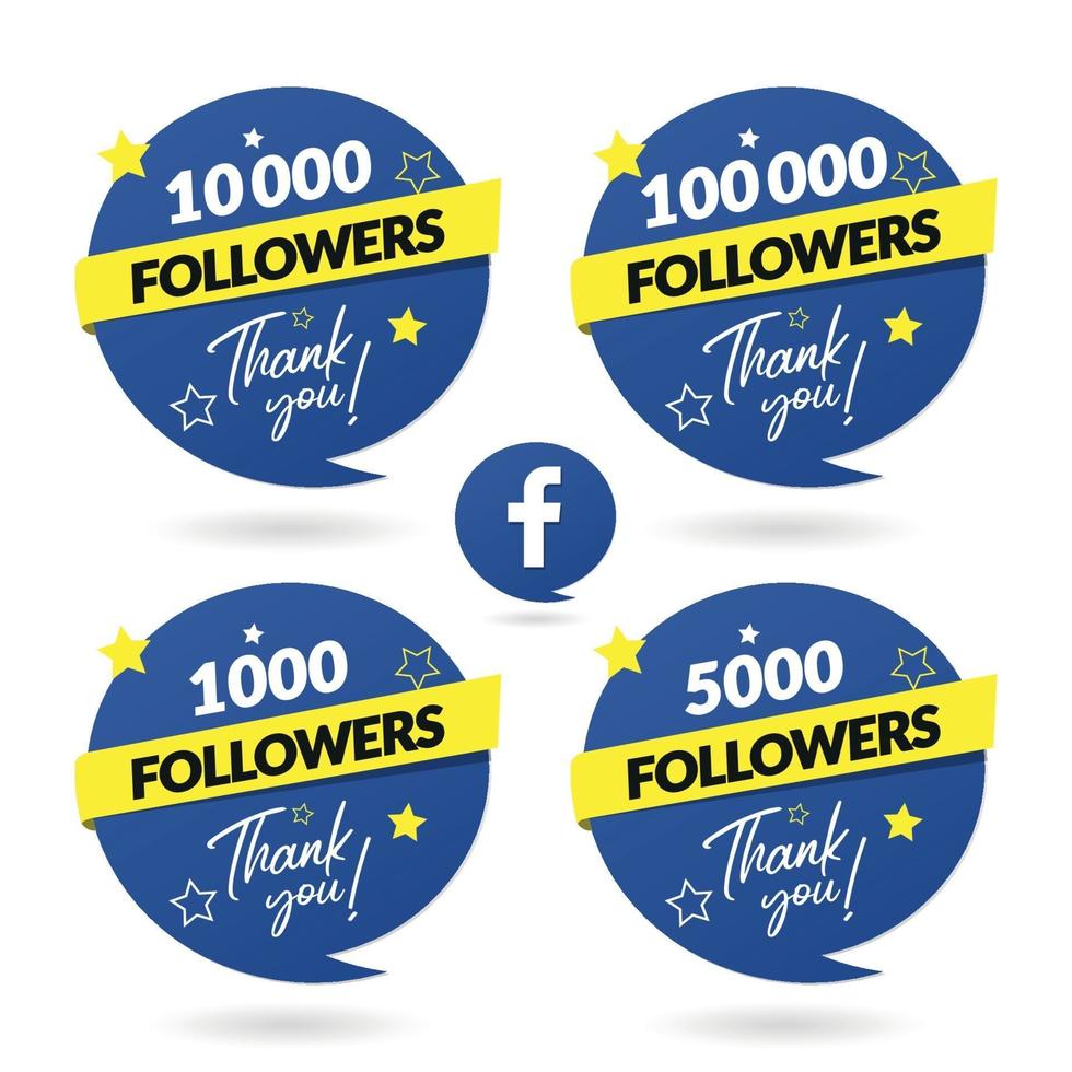 Thank You Facebook Followers Celebration Banner and Logo vector