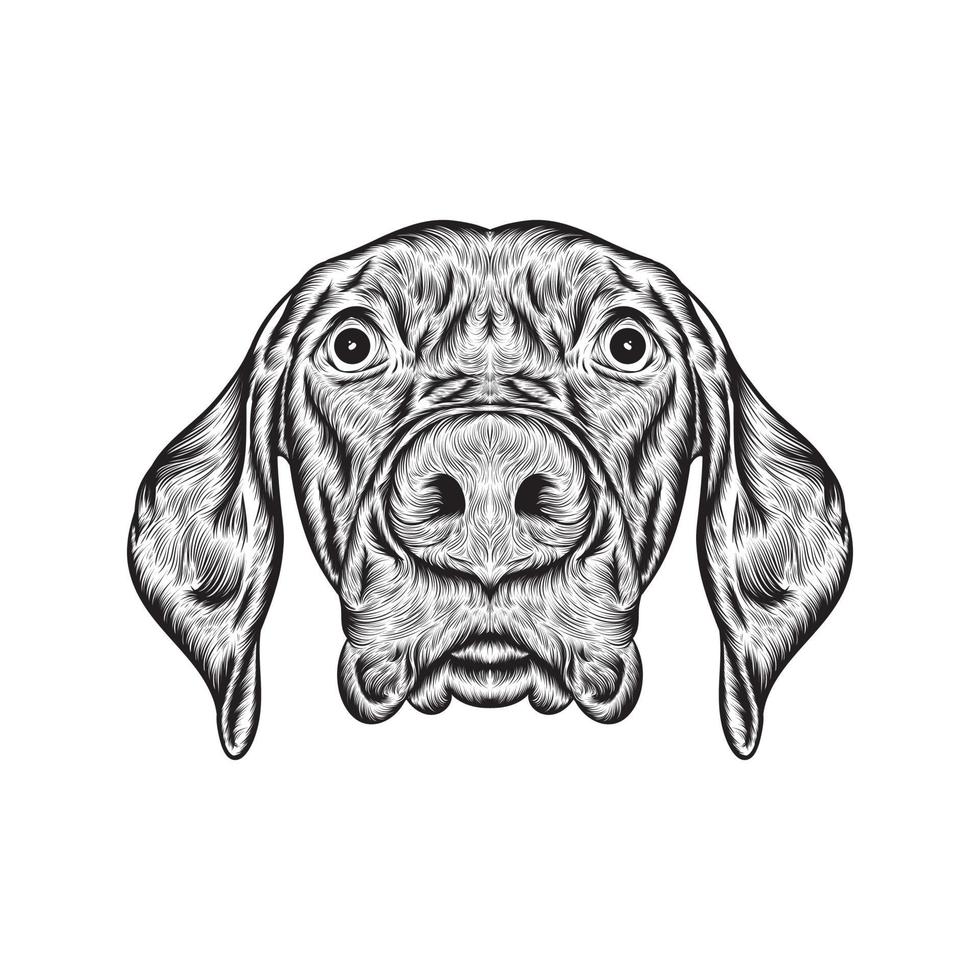 black line dog head trainers template outline. vector