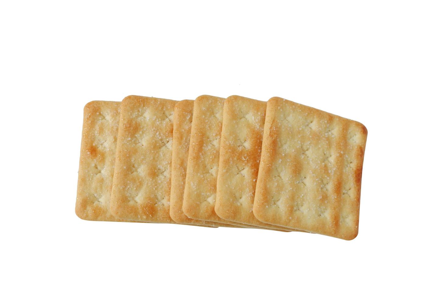 Crispy crackers with sugar isolated on white background photo