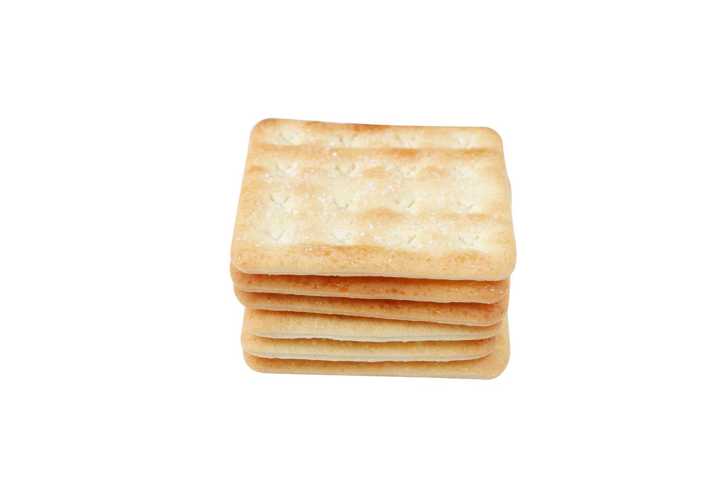 Crispy crackers with sugar isolated on white background photo