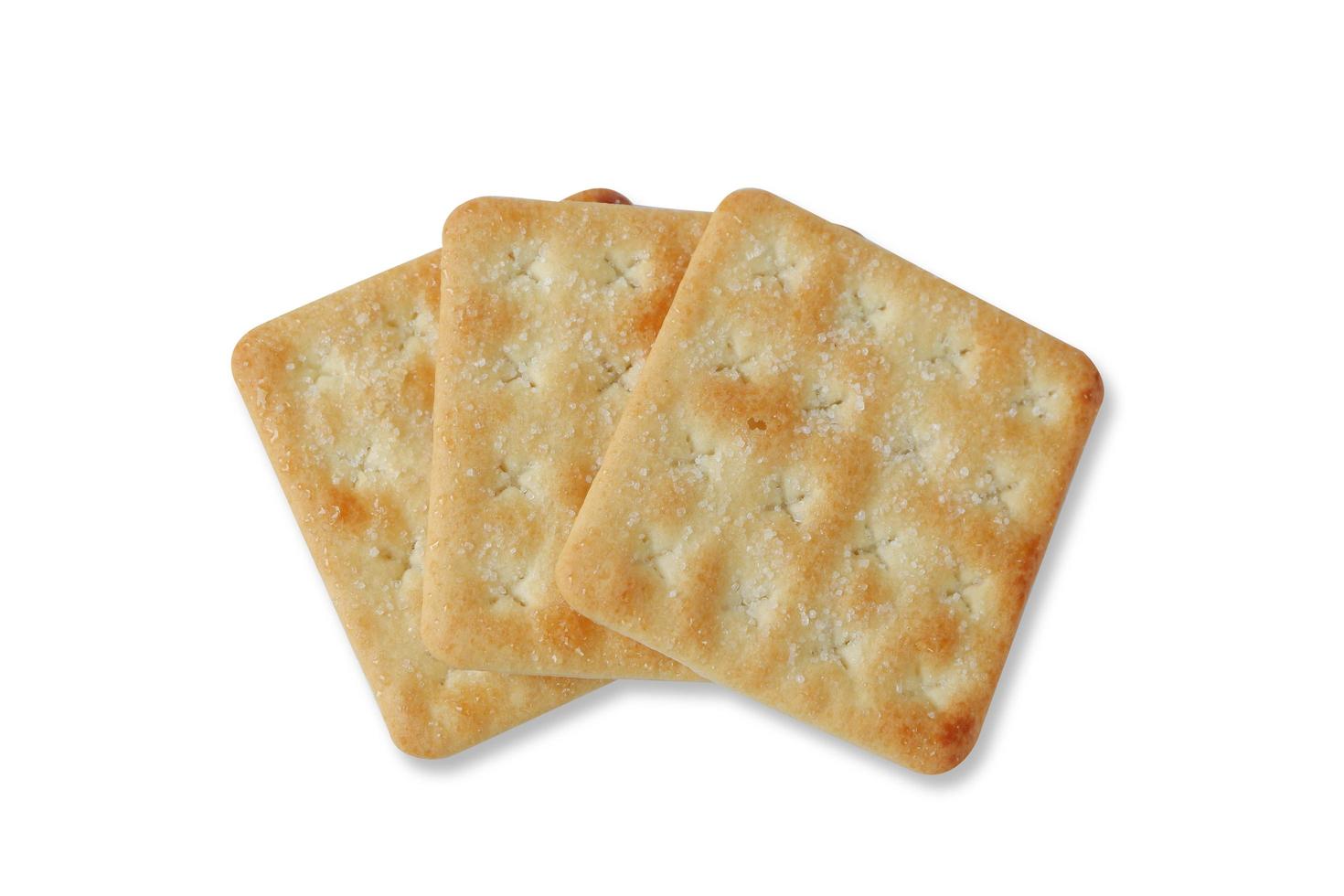 Crispy crackers with sugar isolated on white background photo